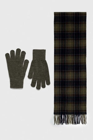 Set de regalo de bufanda y guantes de tartán Barbour