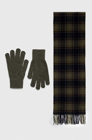 Set de regalo de bufanda y guantes de tartán Barbour