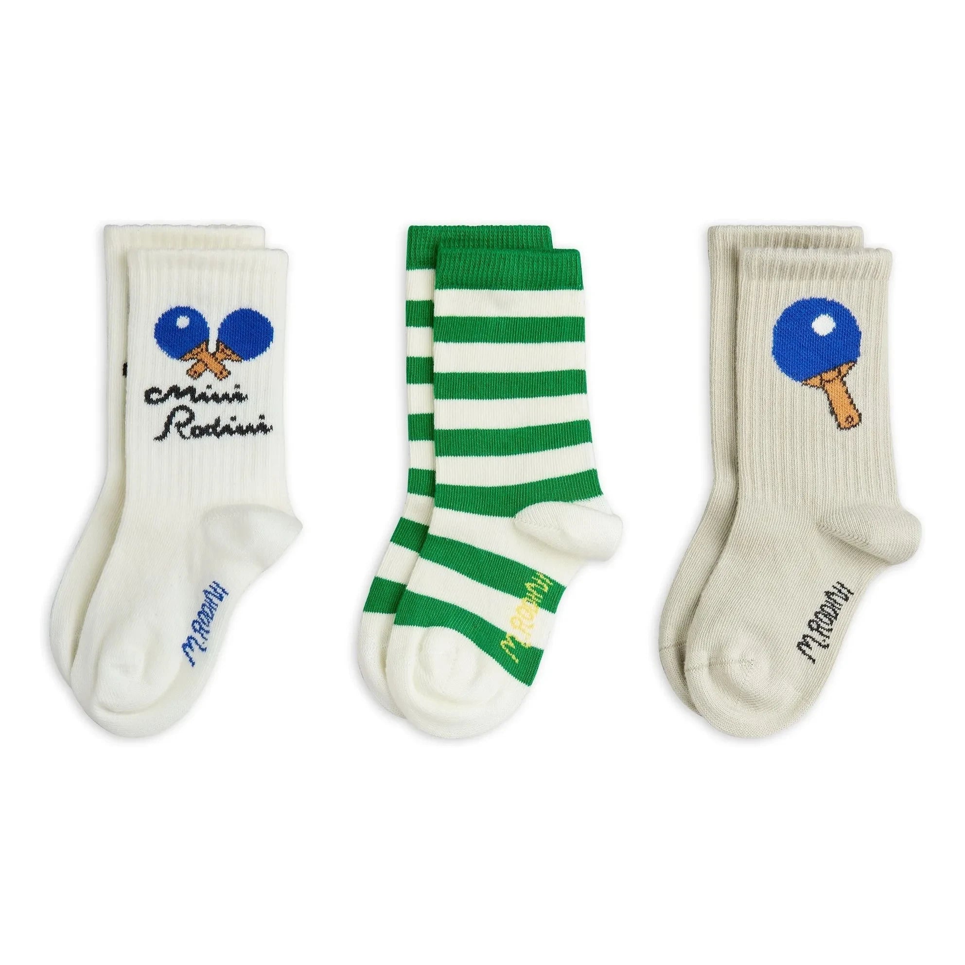 Mini Rodini - Set de 3 pares de calcetines Ping Pong de algodón orgánico | Crudo