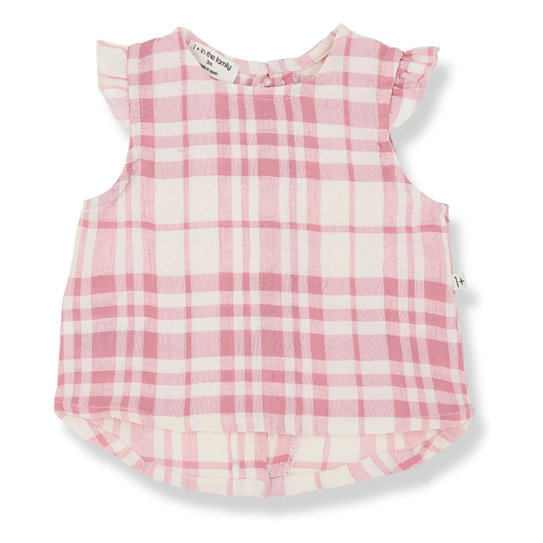 1+ in the family - Blusa escocesa de lino Ferrosa | Rosa palo