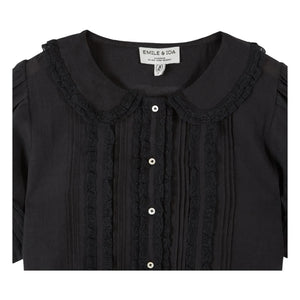 Emile et Ida - Blusa de algodón con encaje vintage | Negro