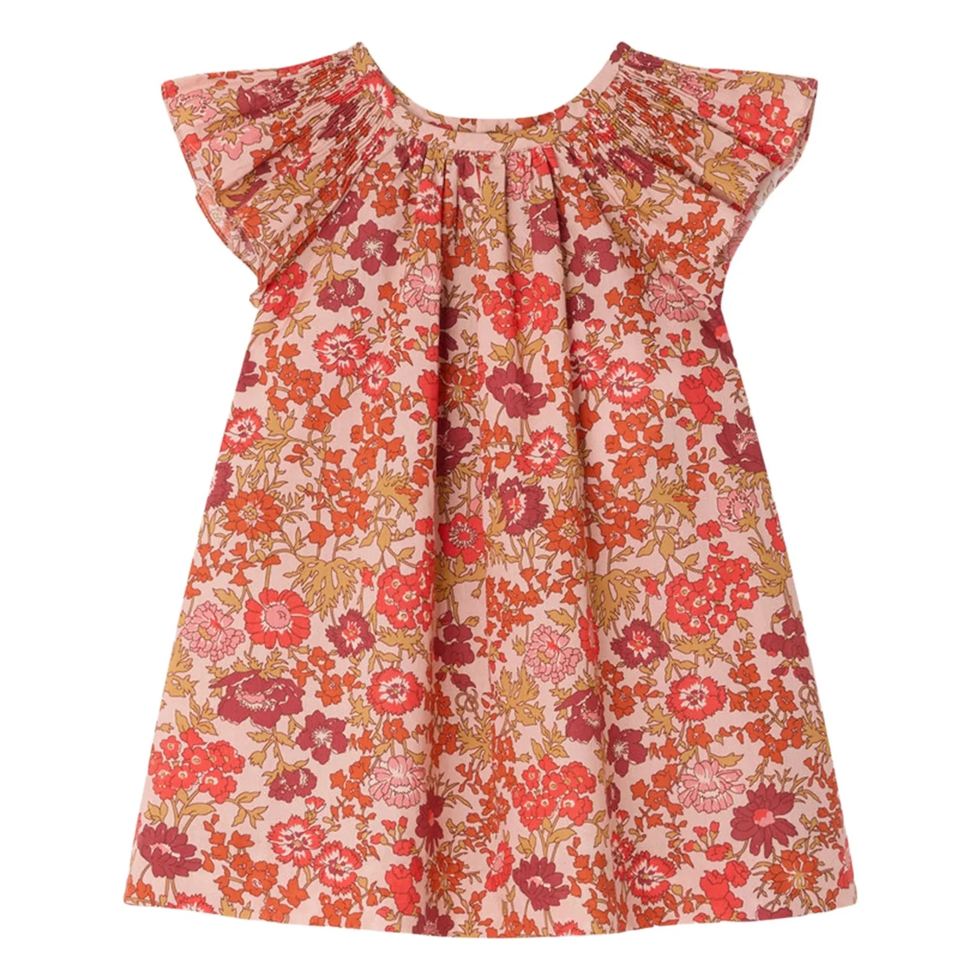 Bonpoint - Vestido de algodón orgánico Carmella Fleurie | Rosa empolvado