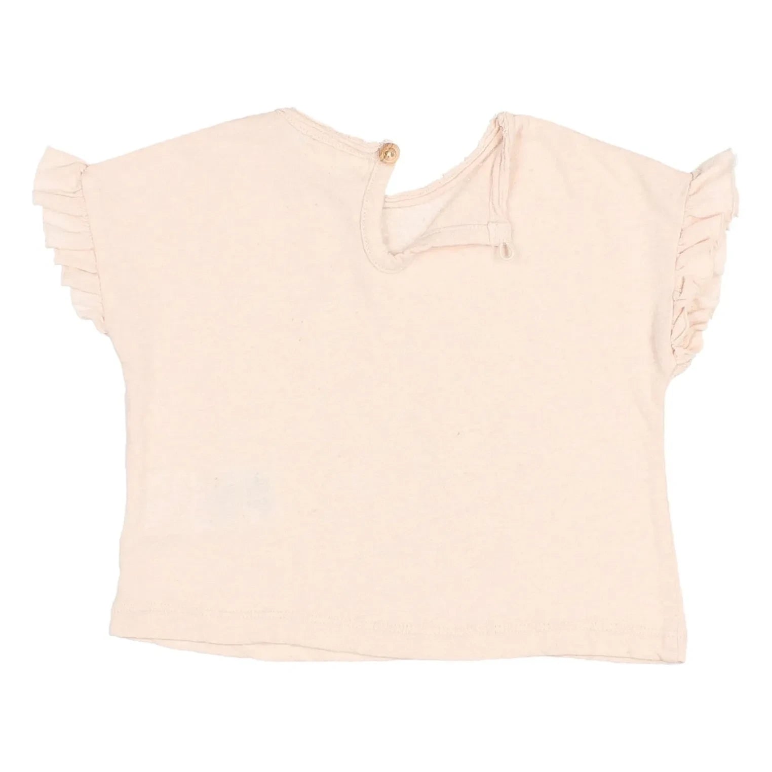 Búho - Camiseta de lino con volantes para bebé | Rosa claro