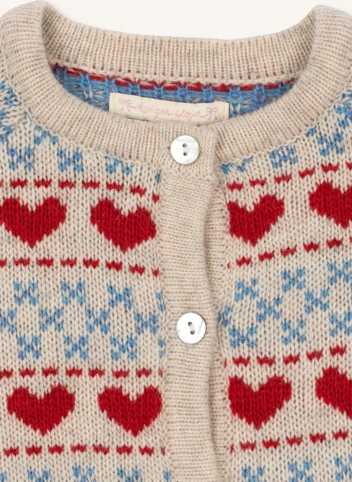 Konges Sløjd - Belou Hearts Cardigan de lana | Ecru