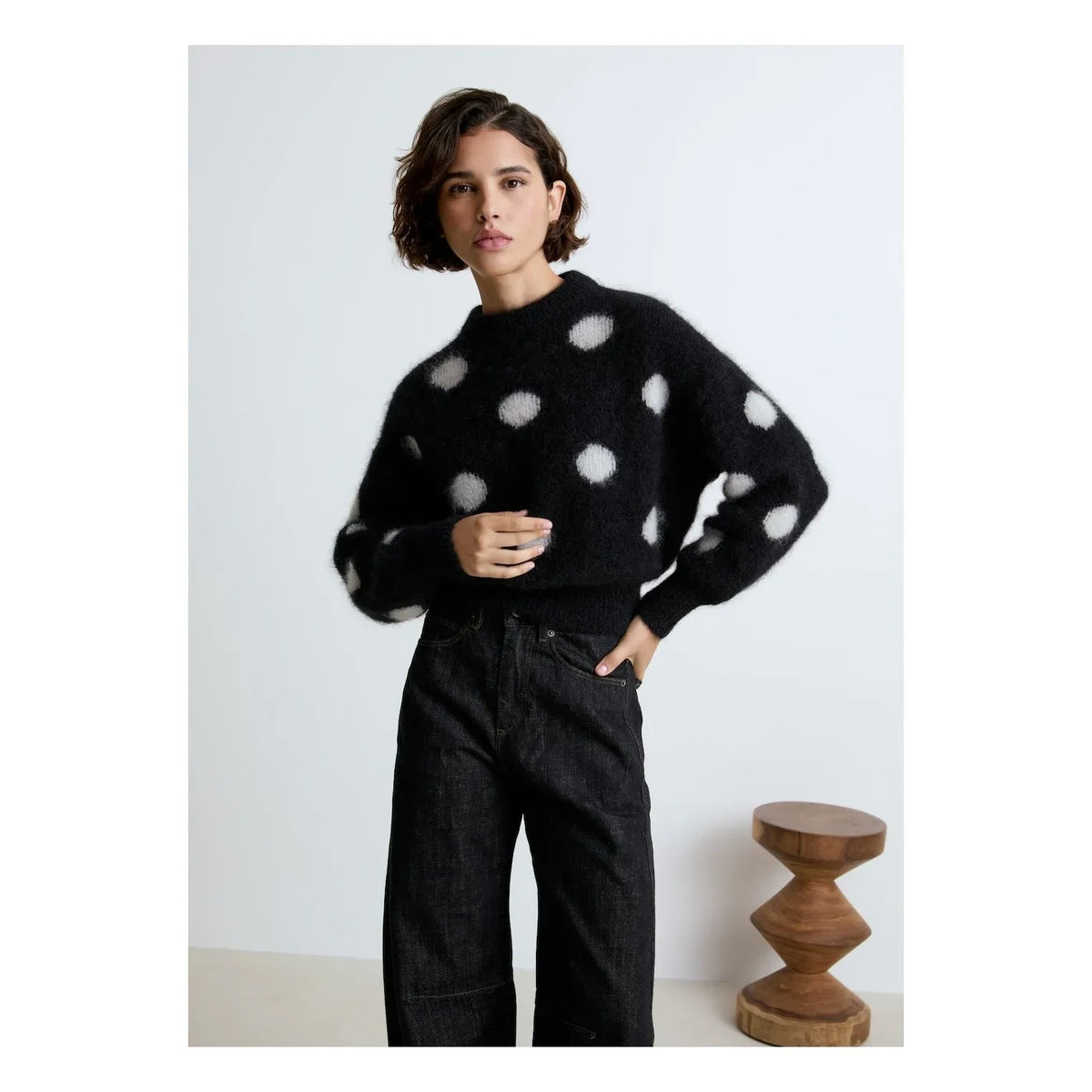 Surprise Paris - Jersey Jane de mohair con lunares | Negro