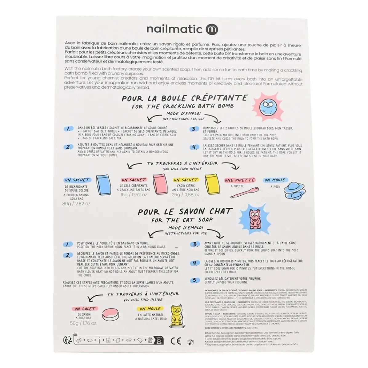 Nailmatic Kids - Kit de jabón y bombas de baño La Fabrique - 1 jabón y 1 bomba | Azul