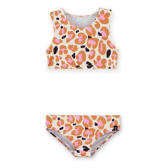Beach & Bandits - Bañador de 2 piezas con protección UV para niña, estampado de leopardo con azúcar, con fibras recicladas