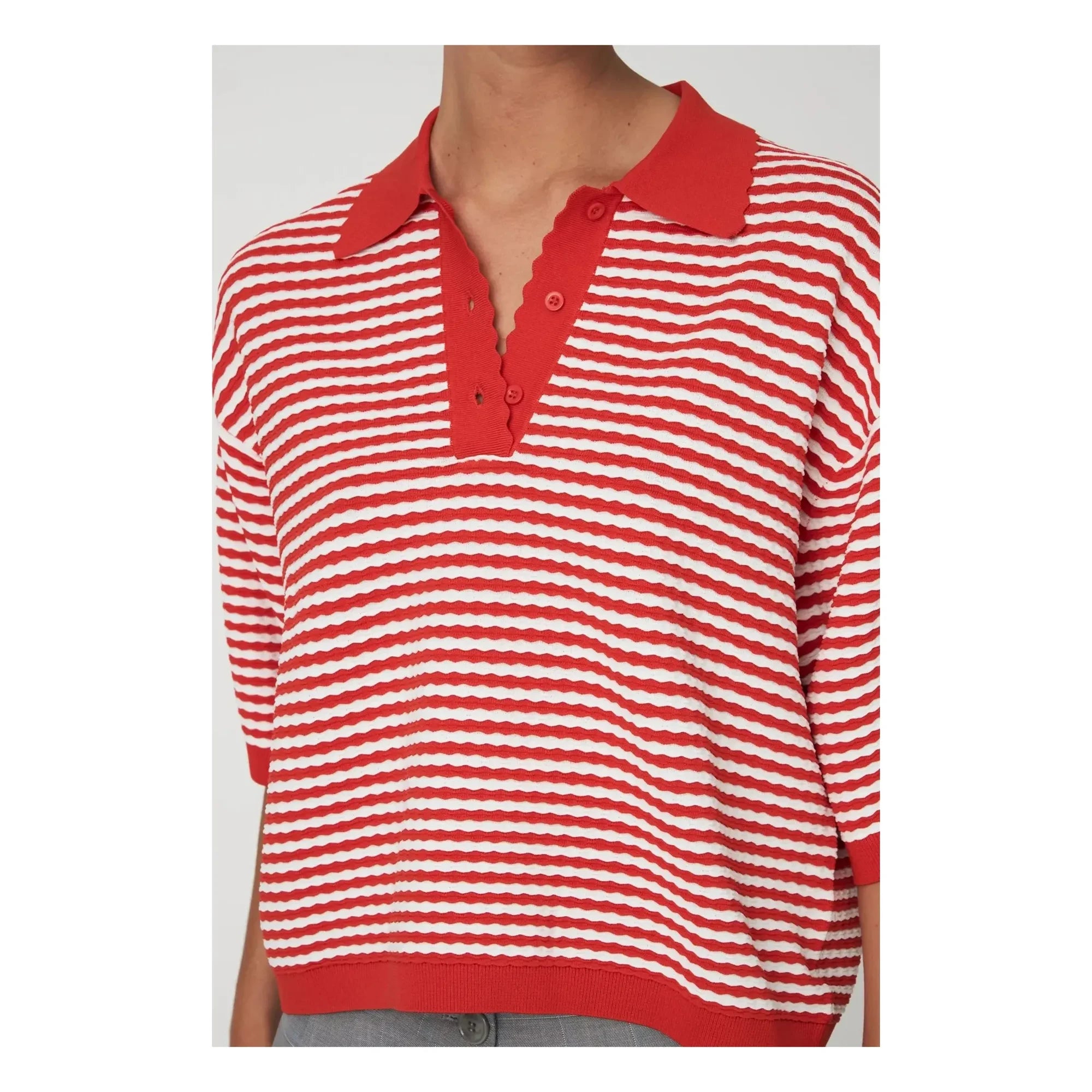 Stella Nova - Polo de rayas rojas