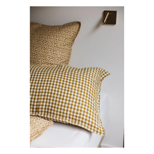 Gabrielle Paris - Funda de almohada de lino lavado Gingham | Color amarillo curry
