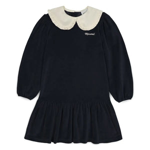 Mipounet - Vestido de terciopelo con cuello Peter Pan Margot | Azul medianoche