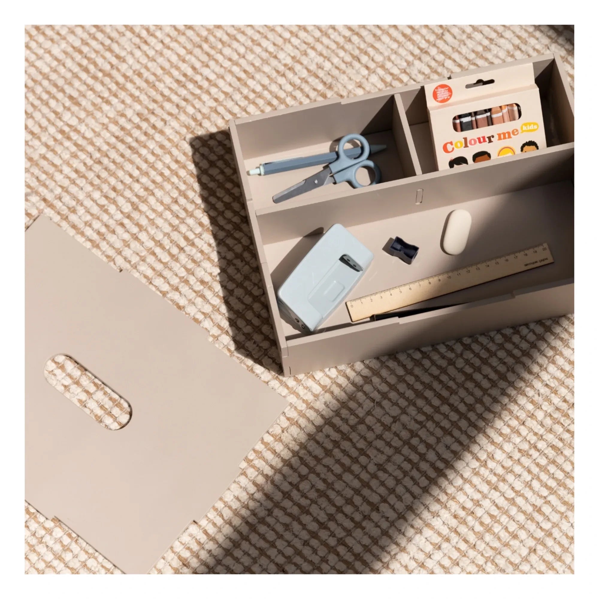 Nofred - Caja de almacenamiento con tapa de madera | Beige