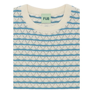 FUB - Camiseta punto fino algodón orgánico calado | Azul celeste