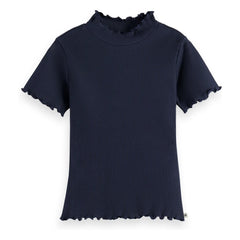 Scotch & Soda - Camiseta de Algodón Orgánico Acanalado | Azul Marino