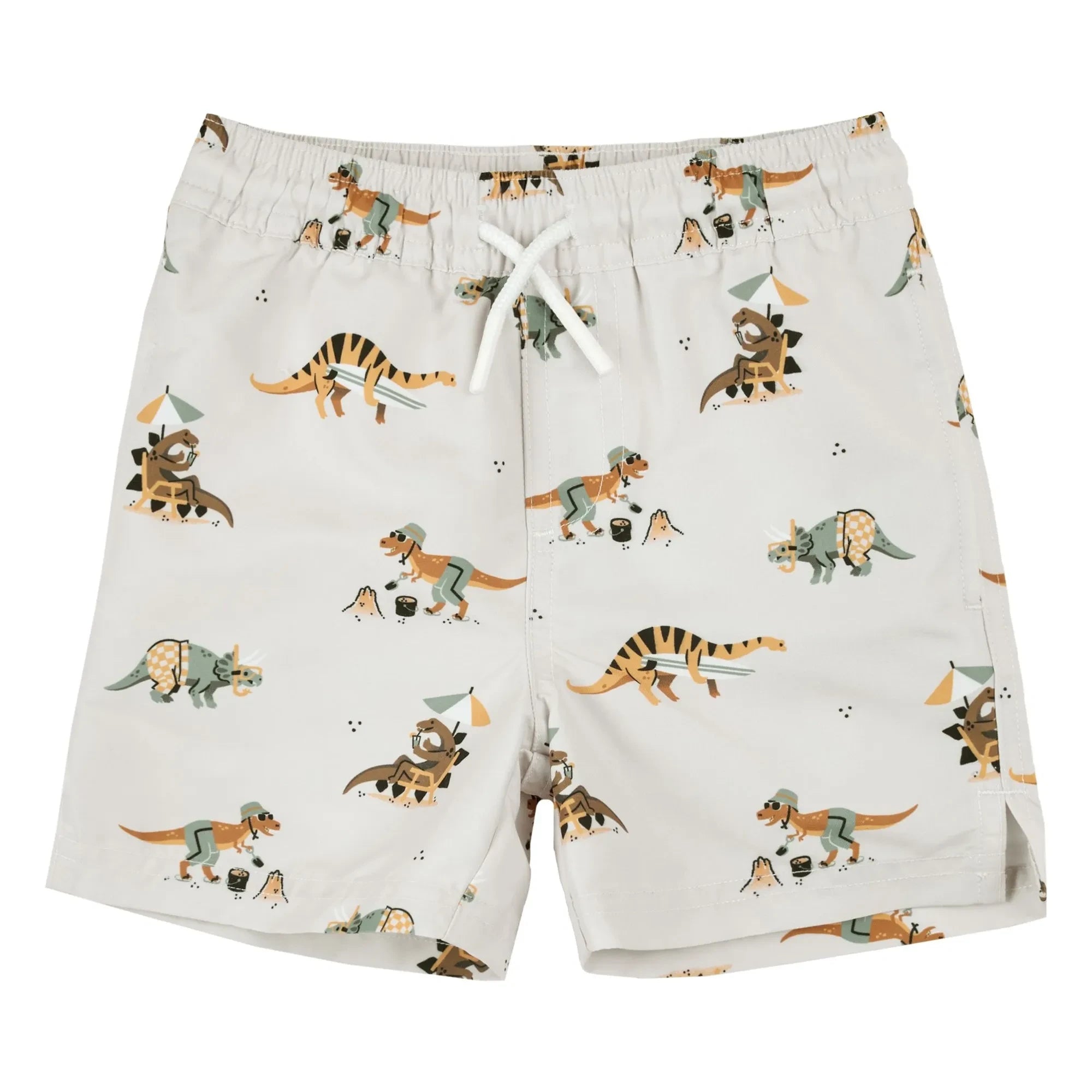 Petit Lem - Bañador corto con estampado de dinosaurios de fibra reciclada | Beige