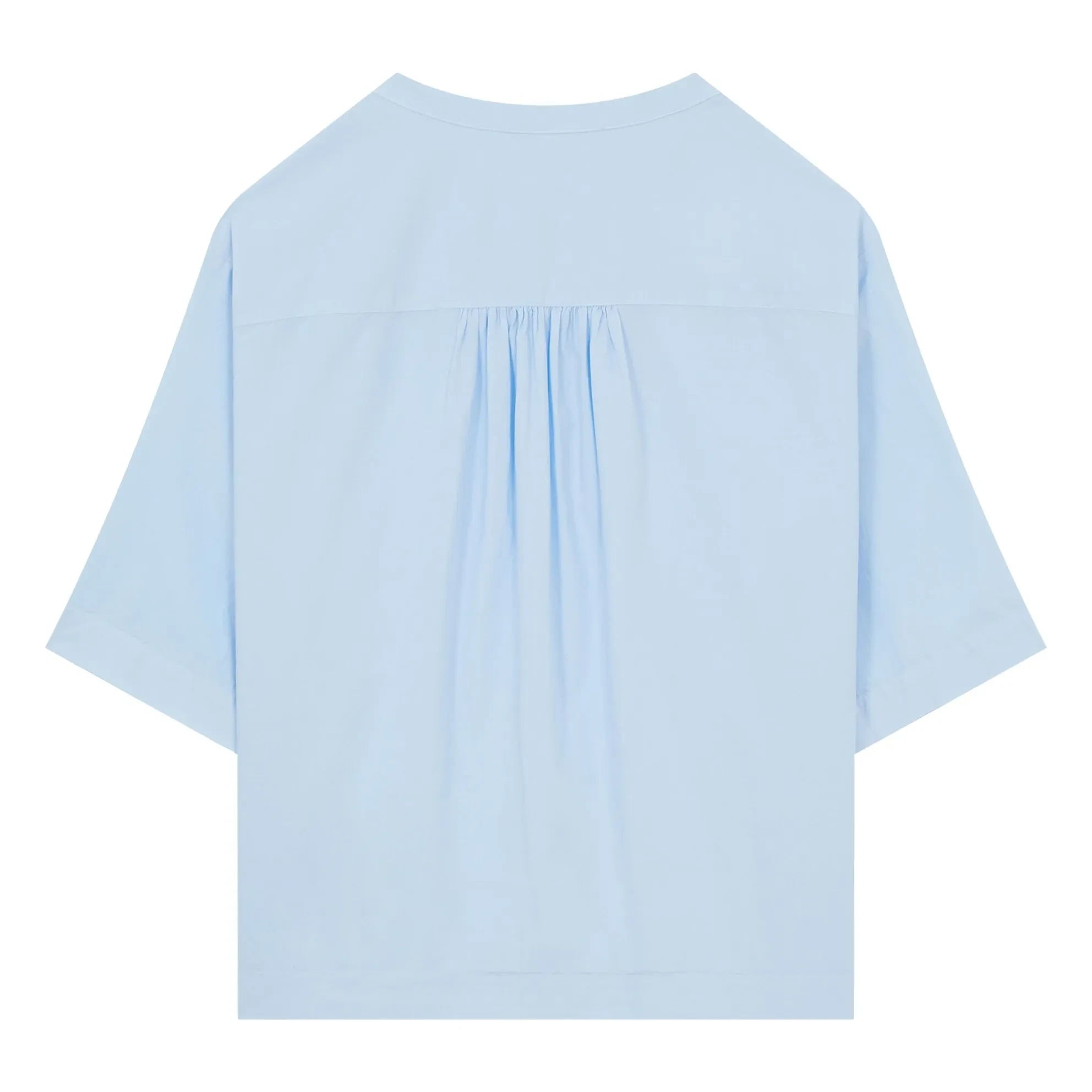 Pomandère - Blusa de popelina de algodón de manga corta | Azul claro