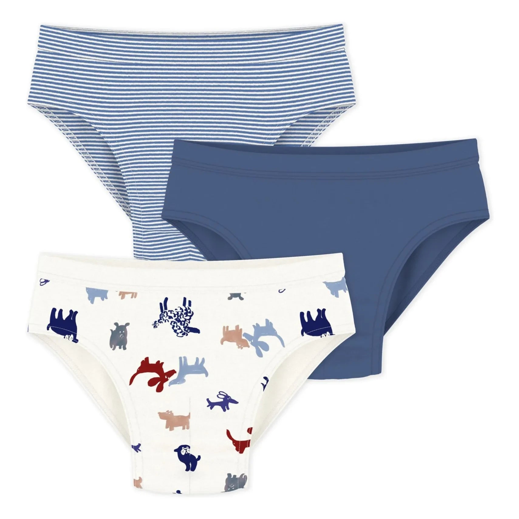 Petit Bateau - Conjunto de 3 bragas para perro | Azul