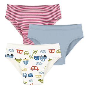 Petit Bateau - Pack de 3 slips de coche para niño | Blanco