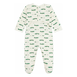 Petit Bateau - Pijama con pies estampado de cocodrilos de algodón orgánico | Crudo