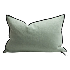 Maison de Vacances - Vice Versa Black Line Almohada de lino lavado | Salvia