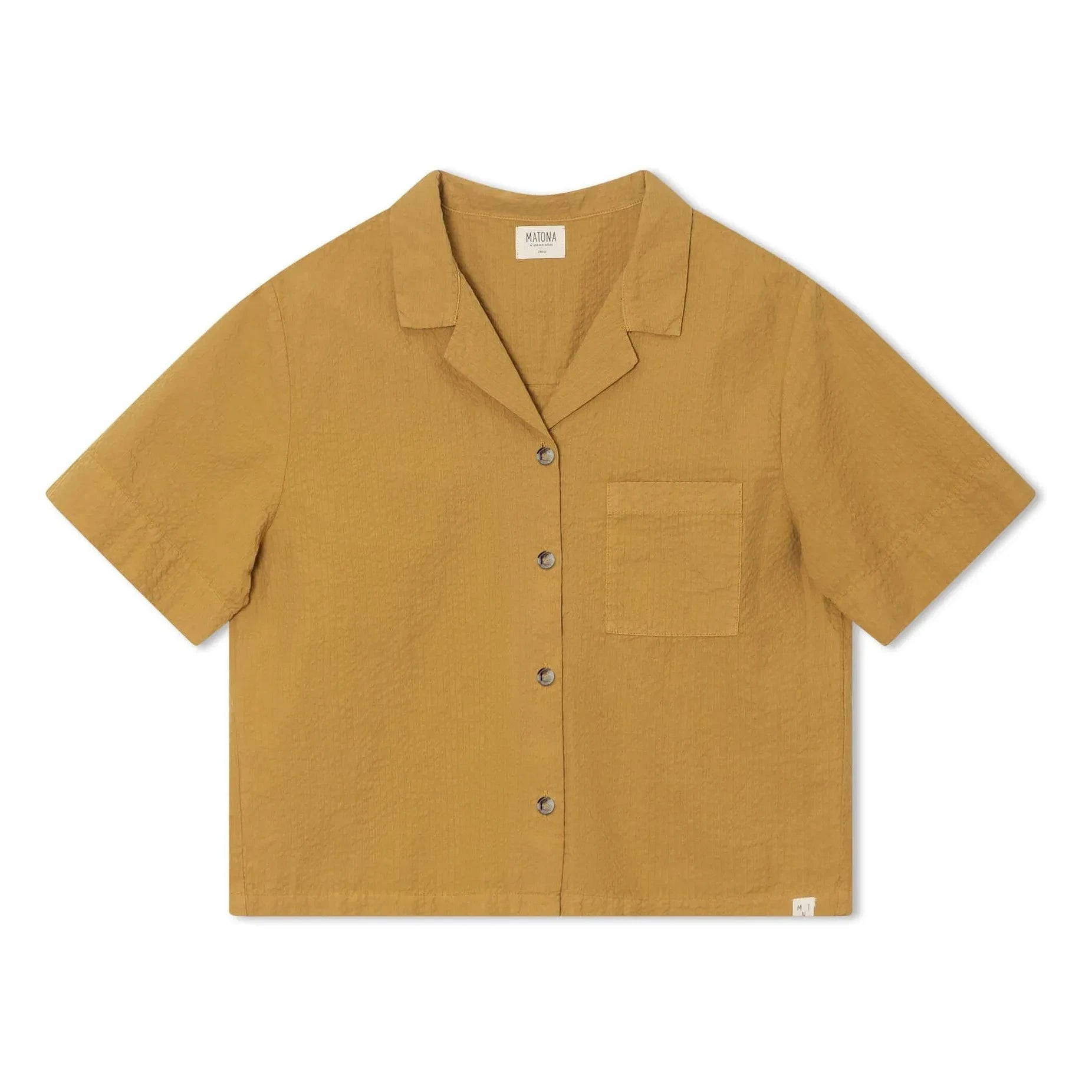 Matona - Camisa de algodón orgánico seersucker | Mostaza