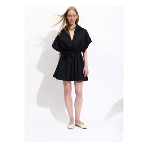 BELLEPIECE - Vestido de popelina Tara Pamuk | Negro