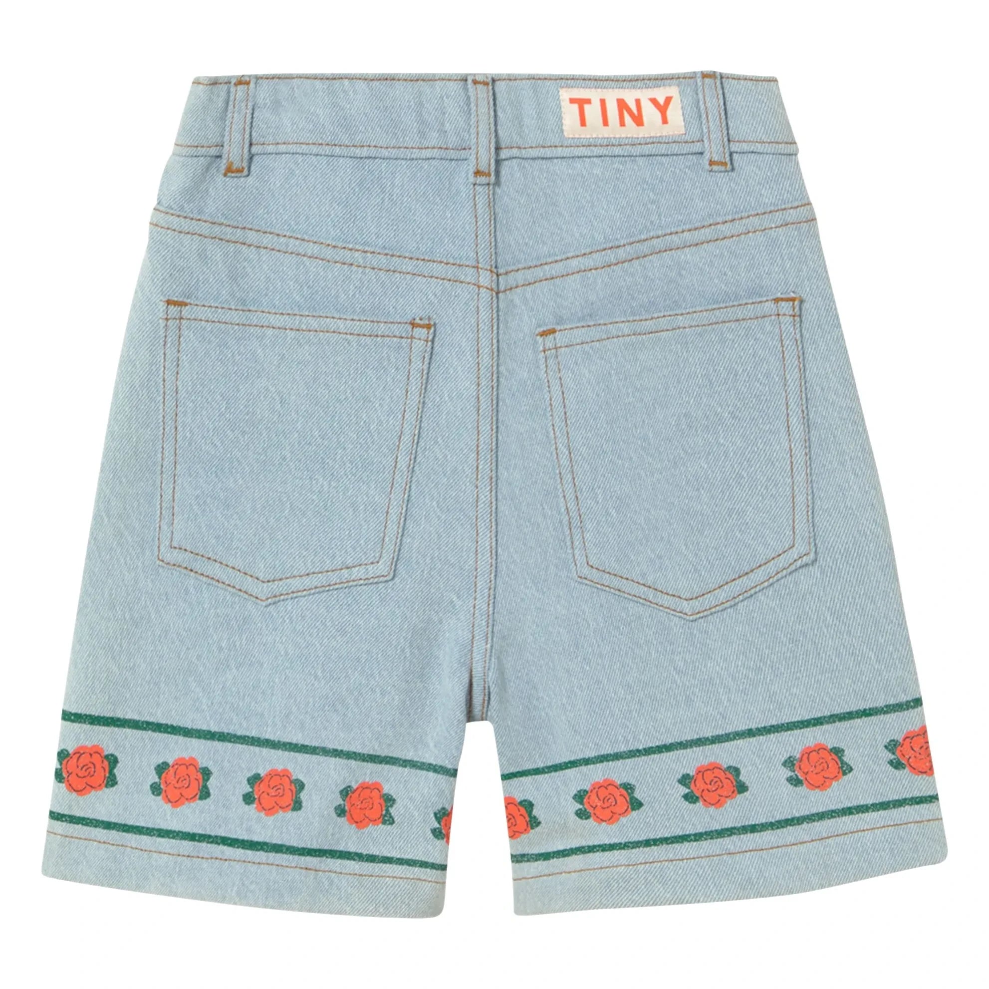 Tinycottons - Pantalones cortos vaqueros de flores | Azul claro