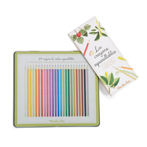 Moulin Roty - Estuche de 24 lápices de colores solubles en agua