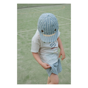 Konges Sløjd - Gorro Elliot a rayas de algodón orgánico | Azul
