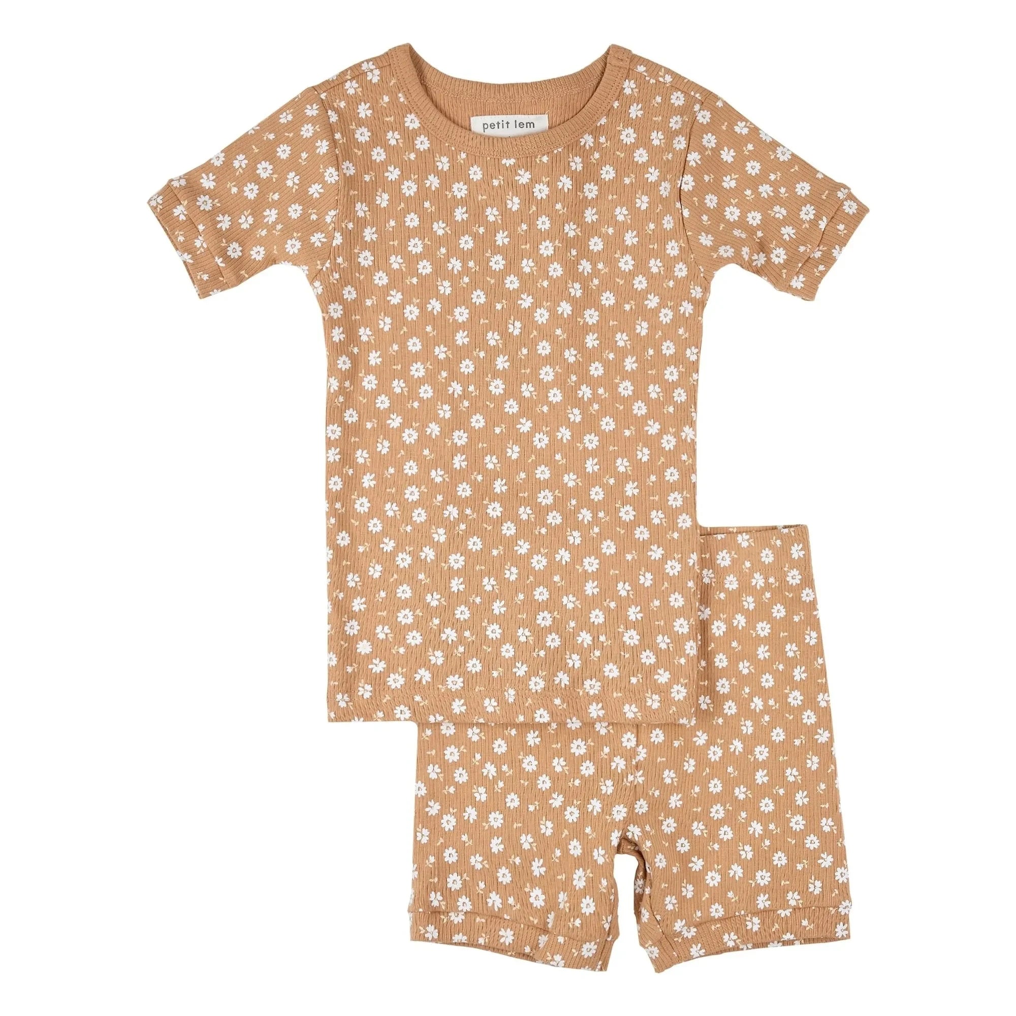 Petit Lem - Pijama de Canalé con Estampado Floral de Algodón Orgánico | Natural