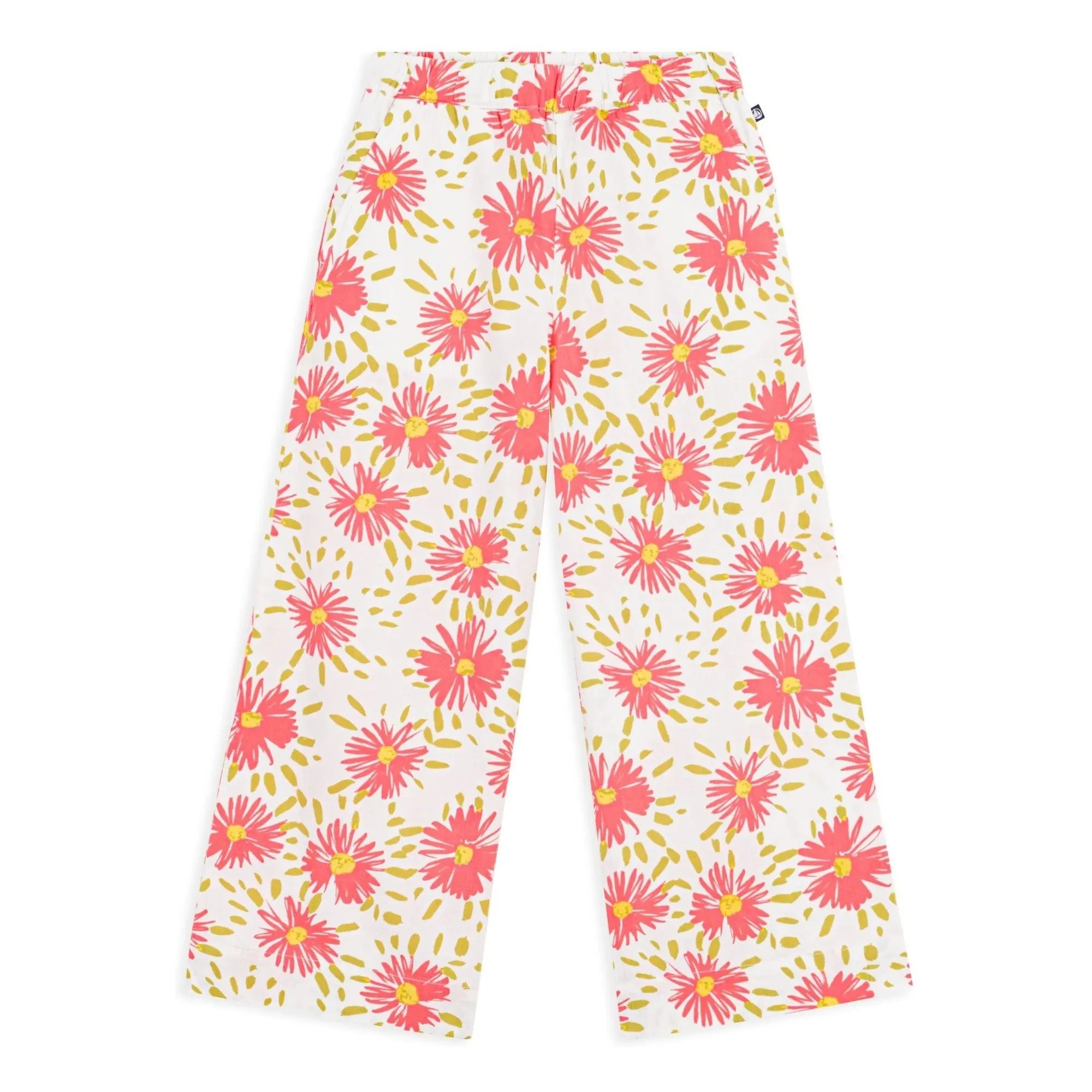 Petit Bateau - Pantalón de crepé de algodón orgánico con estampado floral | Blanco