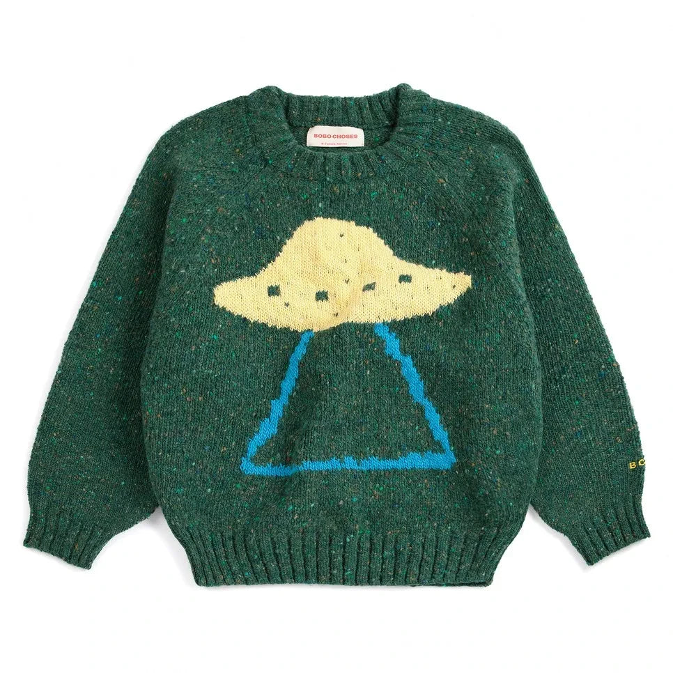 Bobo Choses - Suéter de lana con cuello de mariposa | Verde