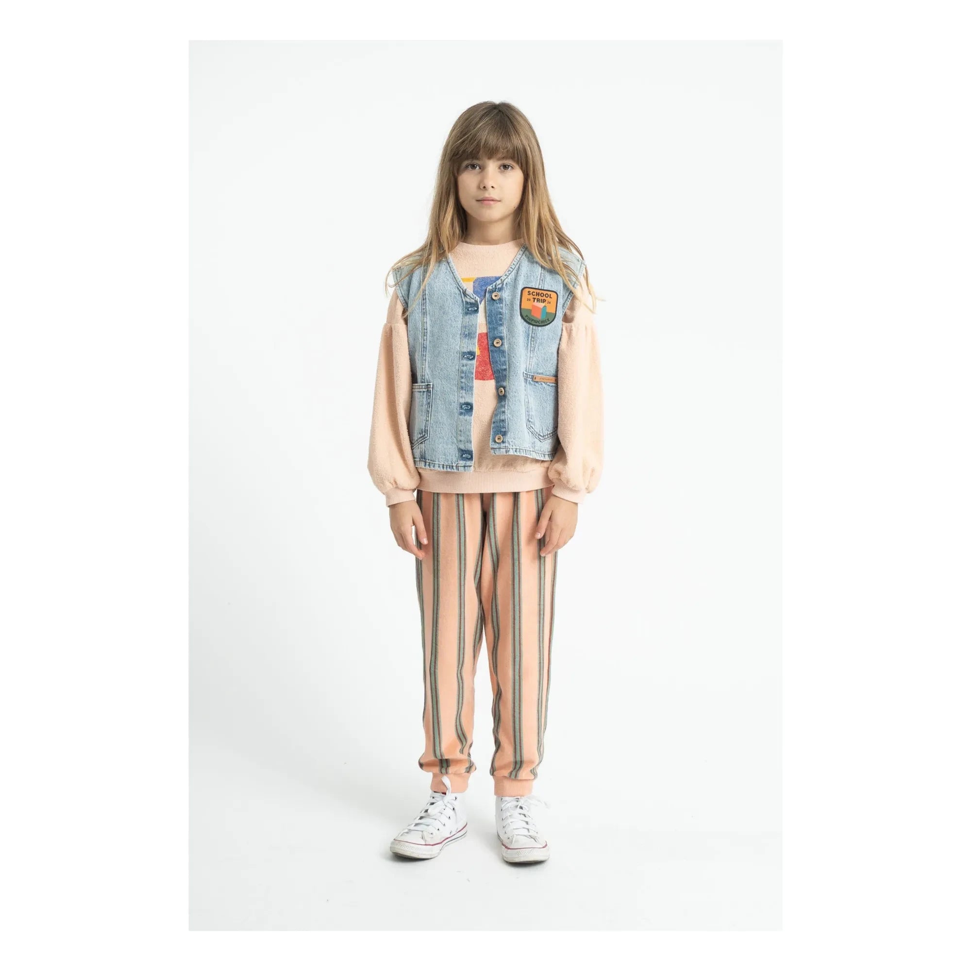 Piupiuchick - Pantalón Jogger de Rizo de Algodón Orgánico a Rayas | Rosa