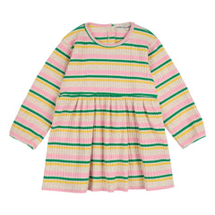 Bobo Choses - Vestido acanalado de algodón orgánico a rayas | Crudo
