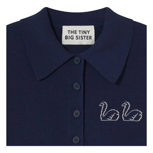 The Tiny Big Sister - Polo de cisne de algodón | Azul marino