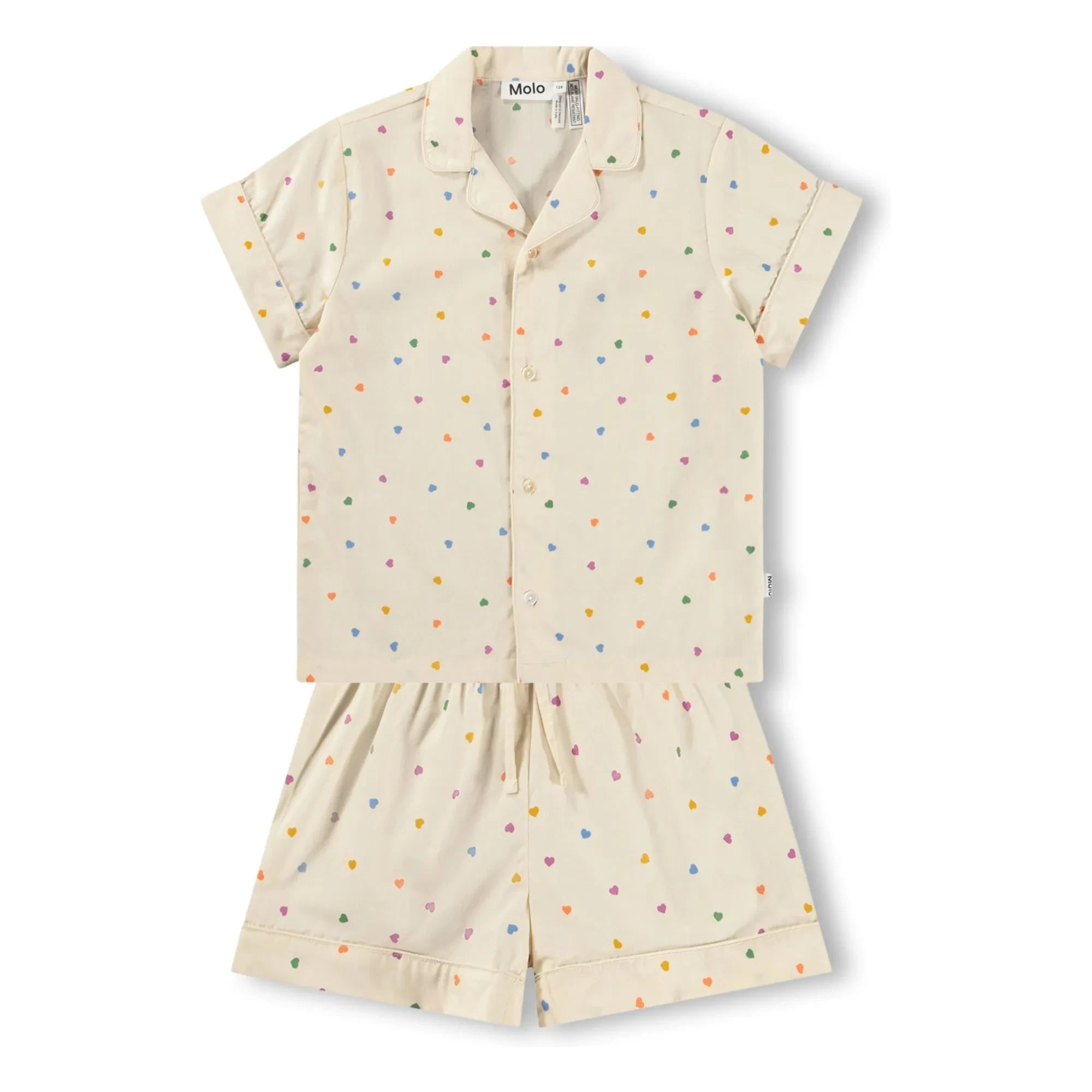 Molo - Pijama Corto de Algodón Orgánico Lexi Hearts | Crudo