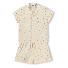 Molo - Pijama Corto de Algodón Orgánico Lexi Hearts | Crudo
