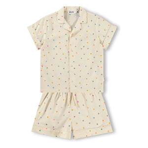 Molo - Pijama Corto de Algodón Orgánico Lexi Hearts | Crudo