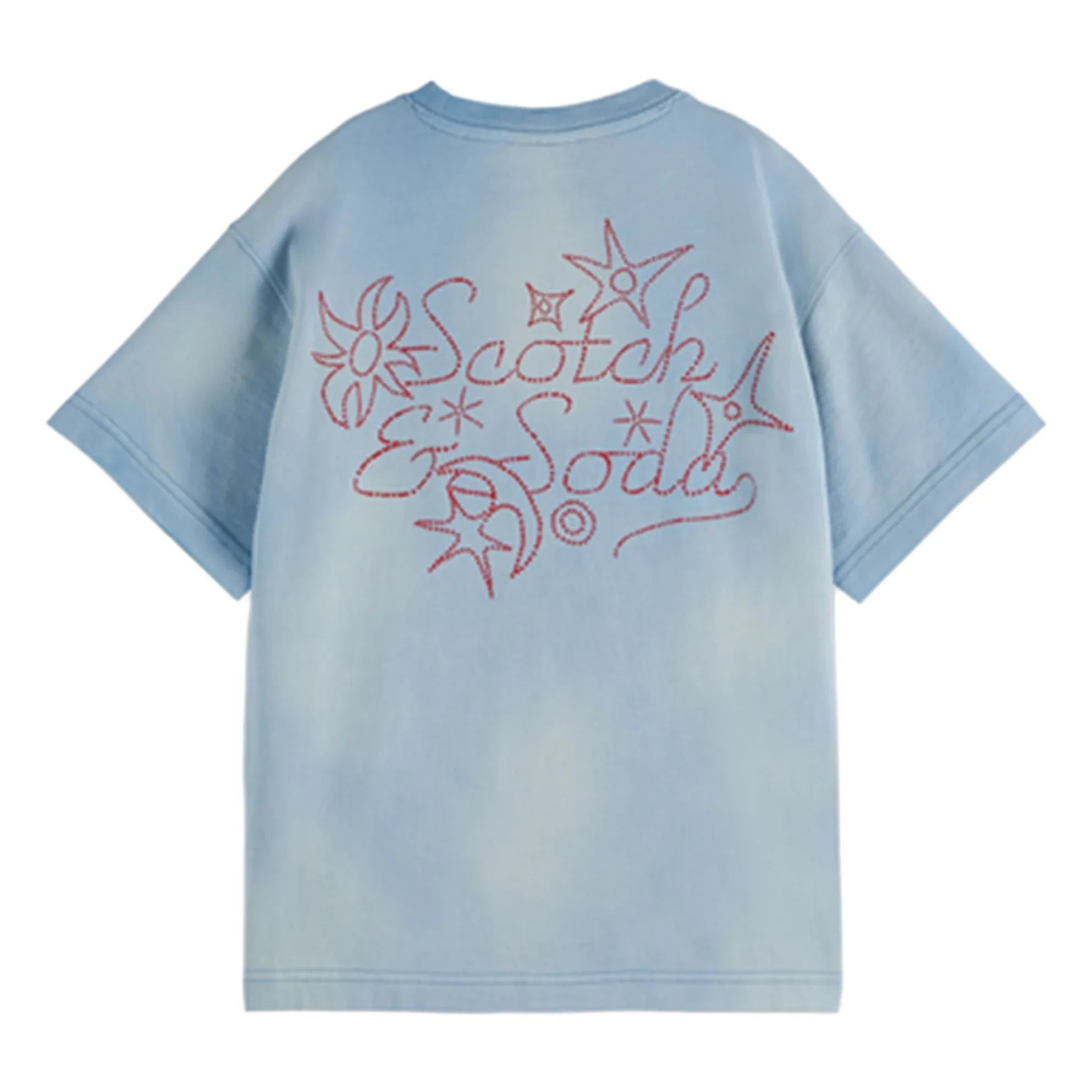 Scotch & Soda - Camiseta de algodón orgánico lavado con estampado | Azul claro