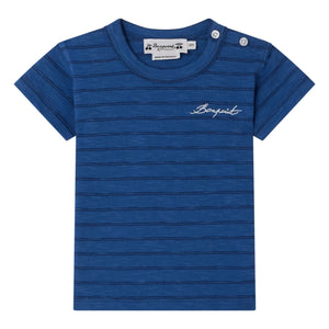 Bonpoint - Camiseta de algodón orgánico a rayas Tom | Azul real