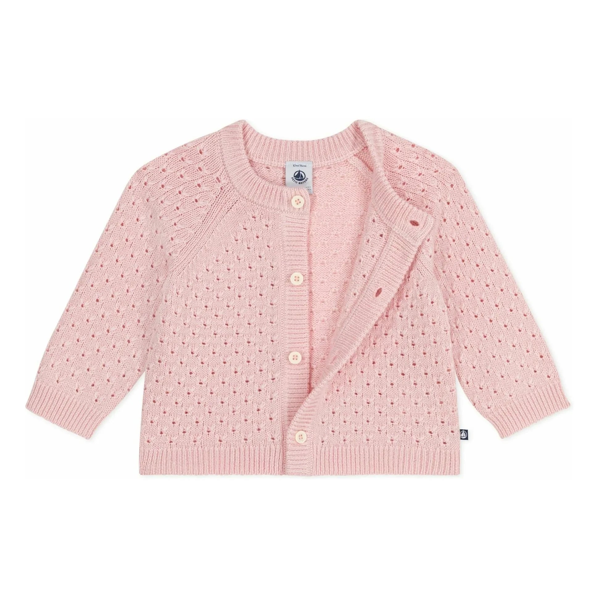 Petit Bateau - Cárdigan de Lana Rosa Pálido