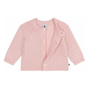 Petit Bateau - Cárdigan de Lana Rosa Pálido