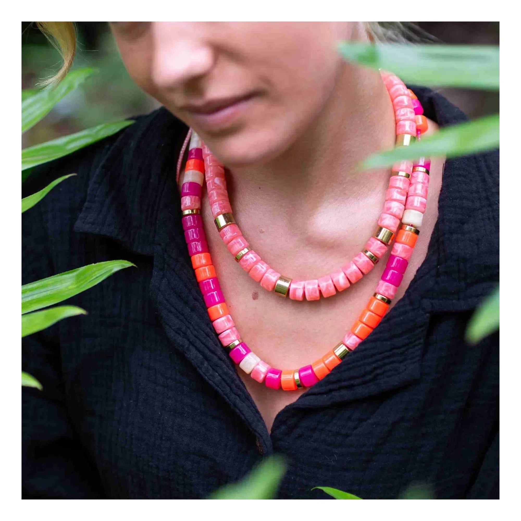 Parabaya - Collar de pomelo de playa | Rosa
