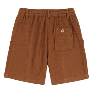 Emile et Ida - Shorts de gasa de algodón liso color camel
