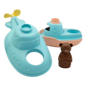 Sencillo - Submarino de baño - Individual x Osito marrón pequeño | Azul