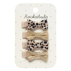 Rockahula Kids - 4'lü Leopar Mini Fiyonk Tokalar | Bej