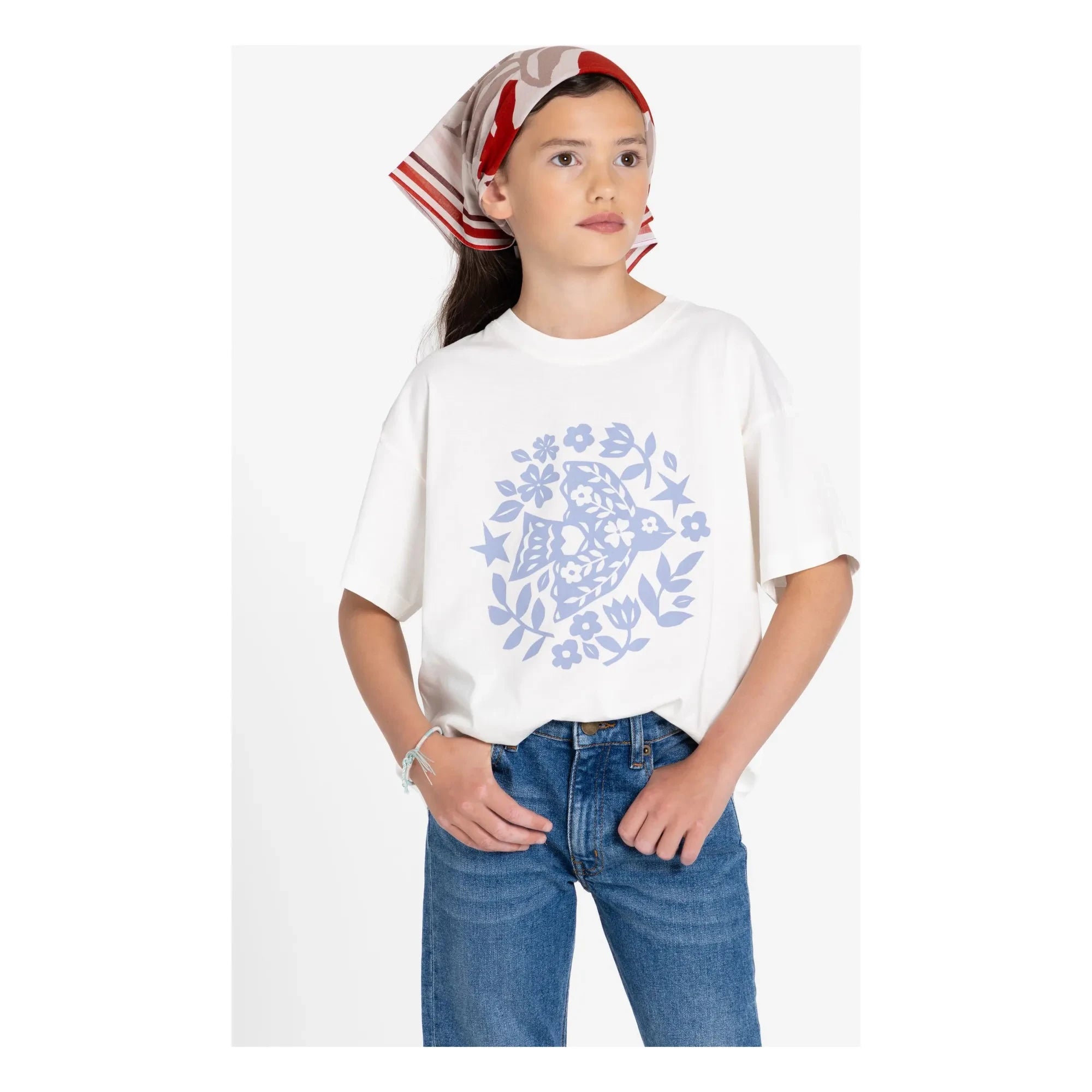Hundred Pieces - Camiseta de algodón orgánico Luna Oiseau | Blanco