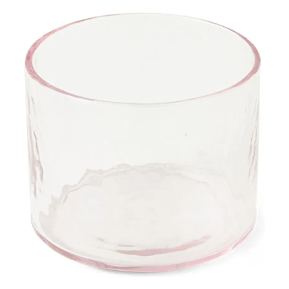 HKliving - Jarrón bajo de cristal | Rosa transparente