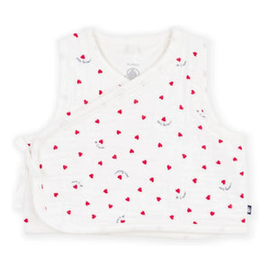 Petit Bateau - Organik Pamuk Kırışık Pamuk Gaze Kruvaze Yelek | Beyaz