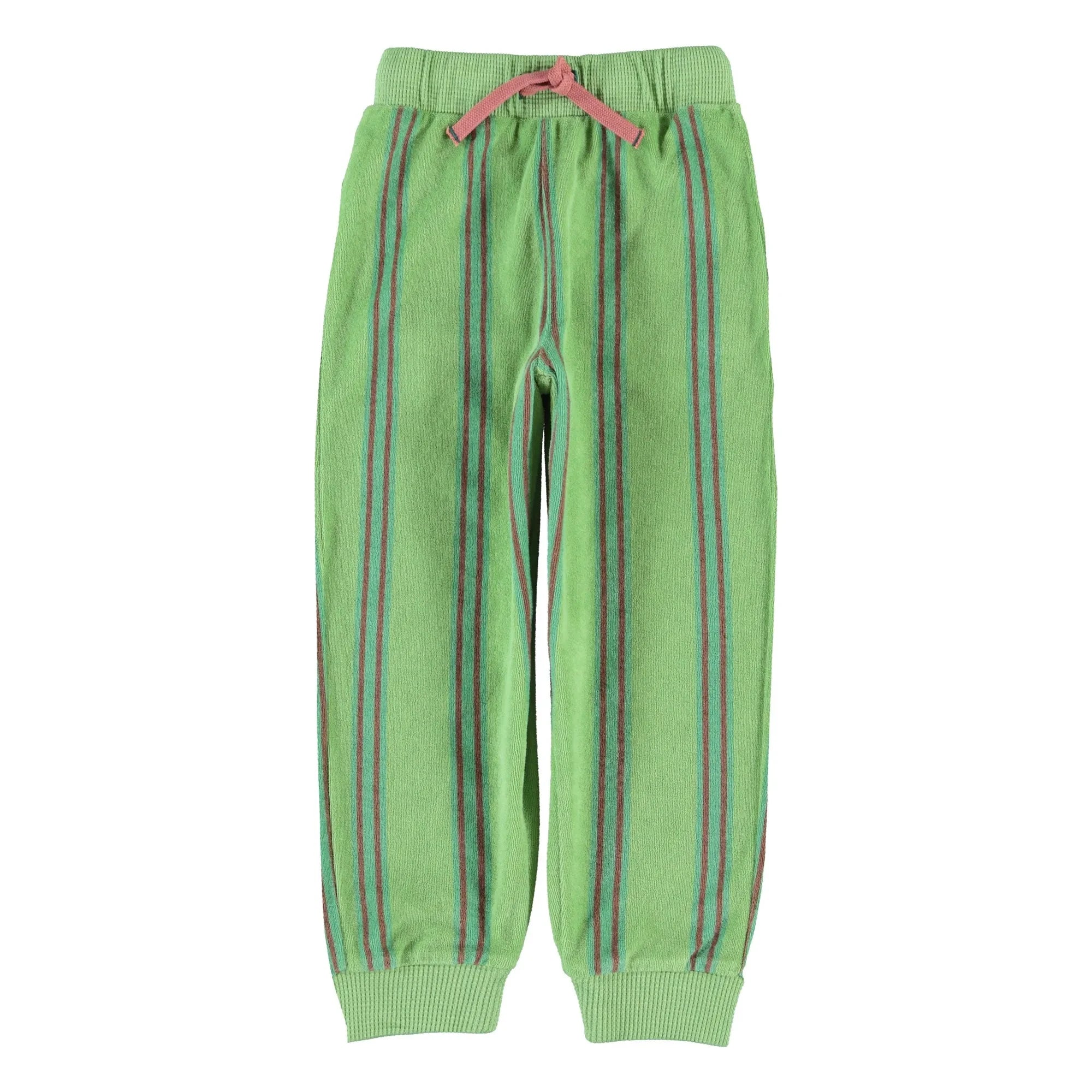 Piupiuchick - Pantalón Jogger de Algodón Orgánico con Textura de Rizo a Rayas | Verde