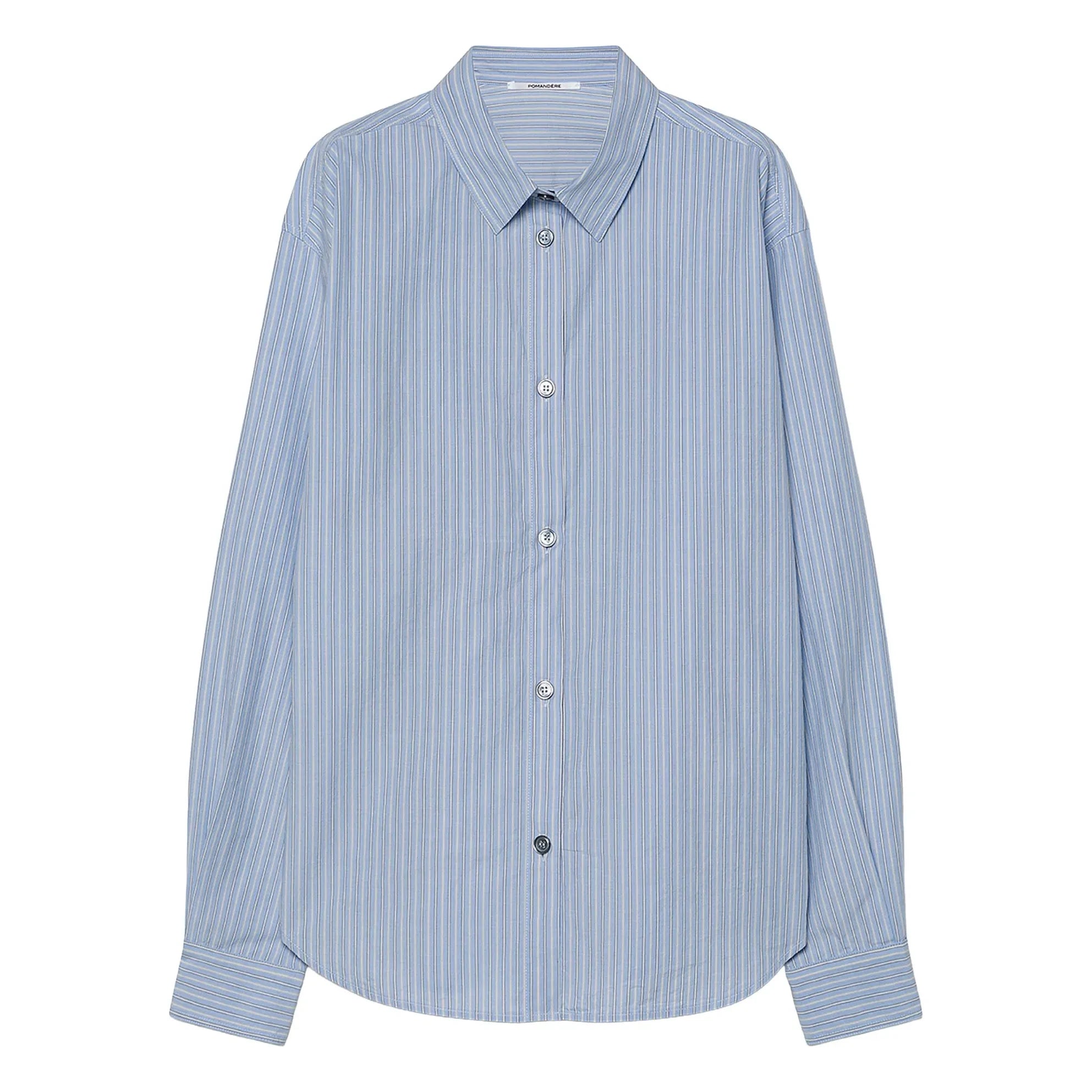 Pomandère - Camisa de popelín de algodón a rayas | Azul